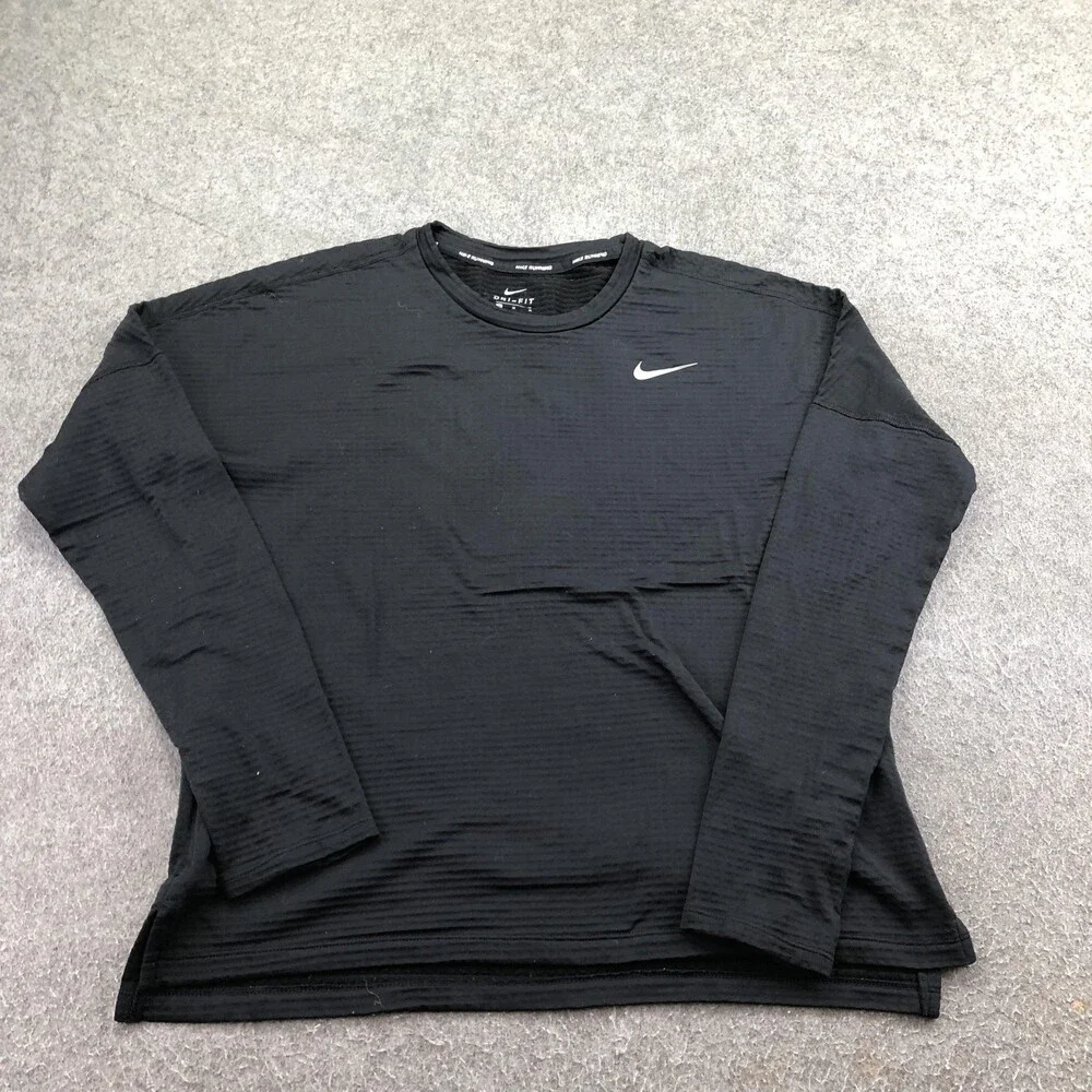 Nike Shirt Womens Medium Black Long Sleeve Dri-FIT Running Top Gym Athletic